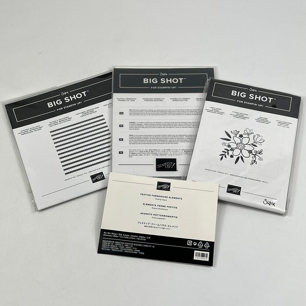 Sizzix Stampin Up Big Shot Lovely Floral Pennants Scallops Lot Farmhouse Stamps